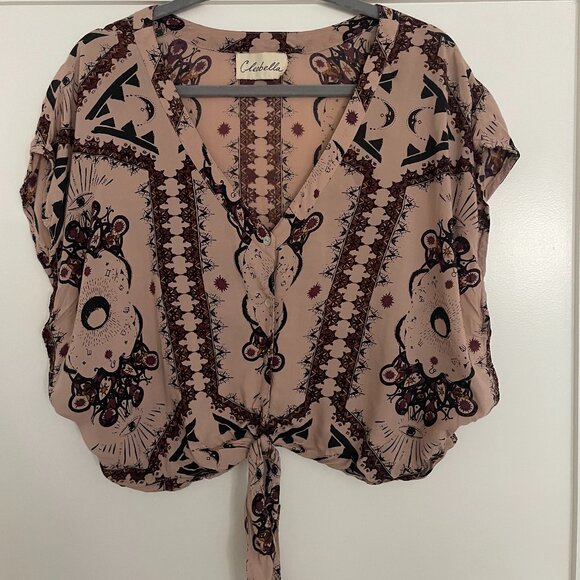 Cleobella Floral Cropped Top with Tie Size M - Picture 1 of 4
